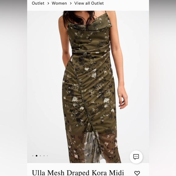 All Saints Ulla Mesh Draped Kora Midi Dress size 8 - Picture 3 of 8